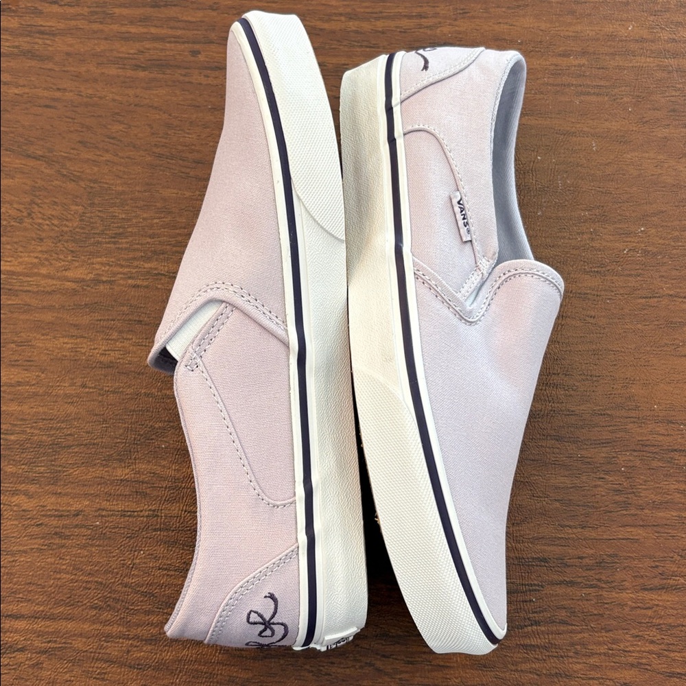 Vans Asher Mono Embroidery Lilac Slip On Women’s Shoes - Picture 11 of 14